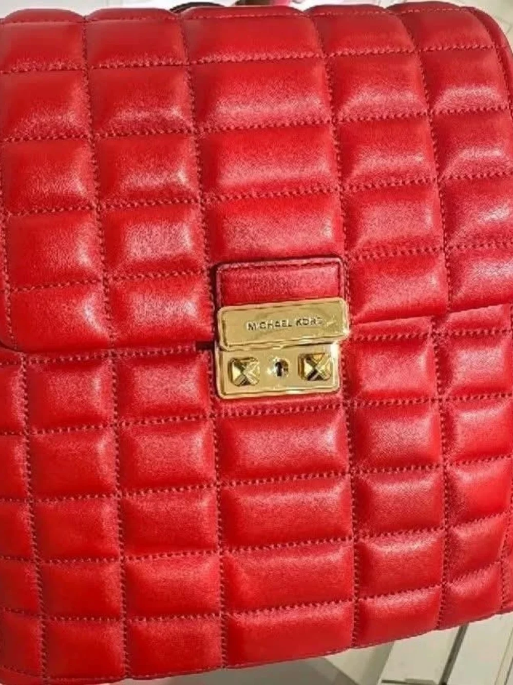 Michael Kors Red Quilted Leather Backpack